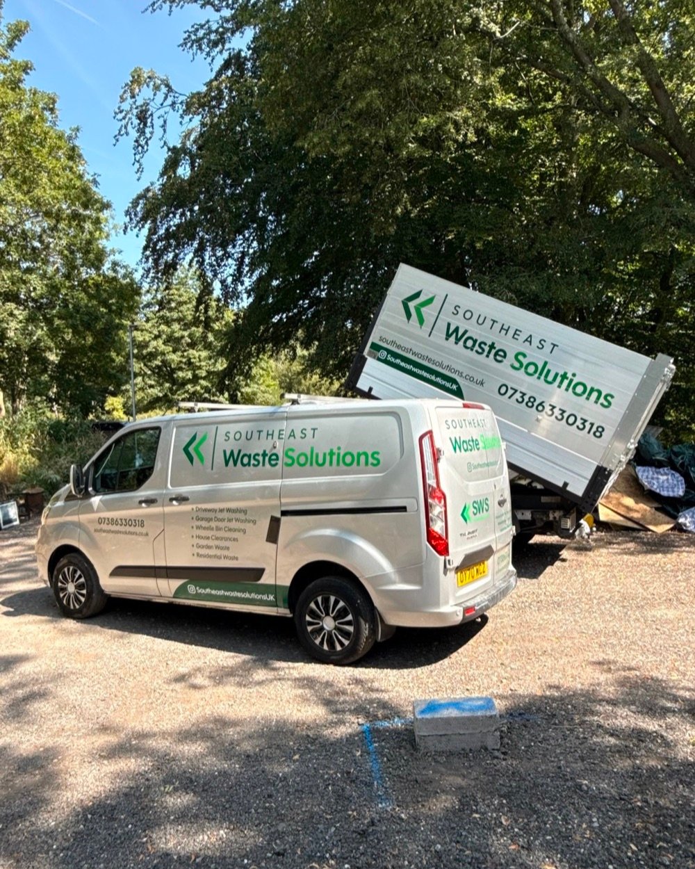 Southeast Waste Solutions liveried van, offering driveway jet washing, garage door jet washing and wheelie bin cleaning in Folkestone